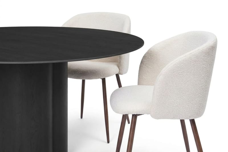 Juno Matgrupp runt 150 cm Svart med 6 Greya Matstolar - Svart - Products - Möbler - Bord & matgrupp - Matgrupp