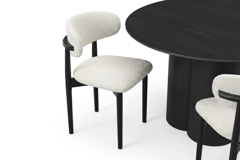 Juno Matgrupp runt 150 cm Svart med 6 Jaiveer Matstolar - Svart - Products - Möbler - Bord & matgrupp - Matgrupp