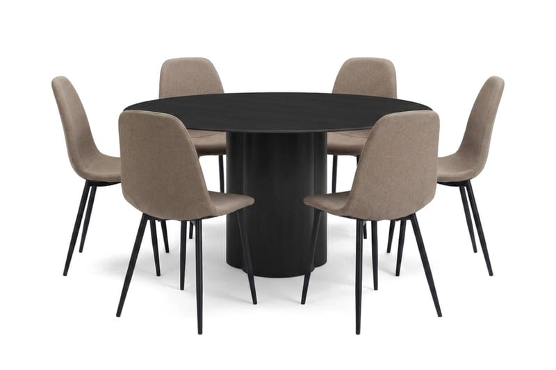 Juno Matgrupp runt 150 cm Svart med 6 Nibe Matstolar - Svart - Products - Möbler - Bord & matgrupp - Matgrupp