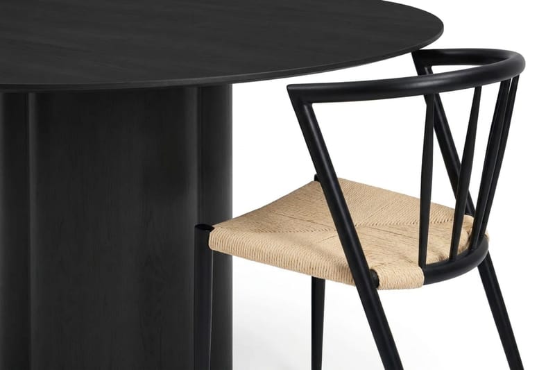 Juno Matgrupp runt 150 cm Svart med 6 Winston Matstolar - Svart - Products - Möbler - Bord & matgrupp - Matgrupp