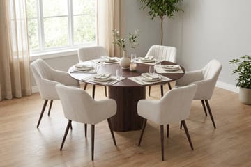 Juno Matgrupp runt 150 cm Valnöt med 6 Filippa Matstolar - Valnöt - Products - Möbler - Bord & matgrupp - Matgrupp