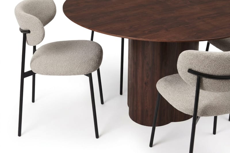 Juno Matgrupp runt 150 cm Valnöt med 6 Lucy Matstolar - Valnöt - Products - Möbler - Bord & matgrupp - Matgrupp