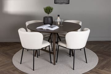 Kaseidon Matgrupp 100 cm Rund med 4 Edina Stolar - Mörkbrun - Products - Möbler - Bord & matgrupp - Matgrupp