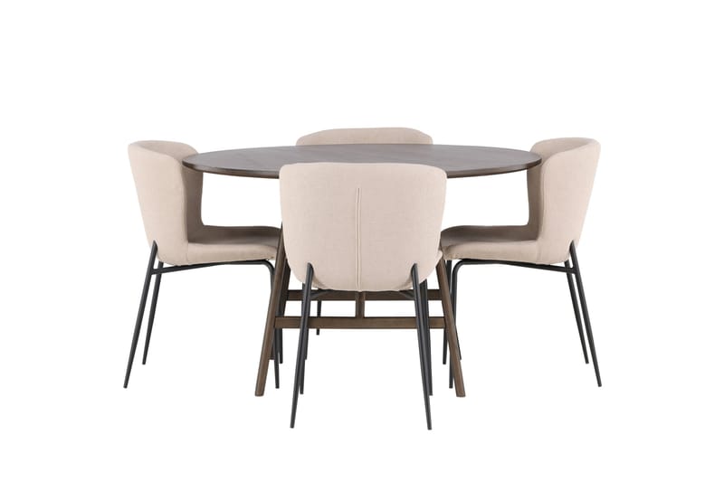 Kaseidon Matgrupp 100 cm Rund med 4 Modesto stolar, Beige