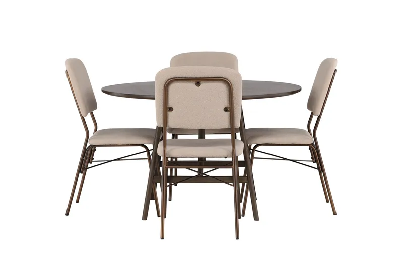 Kaseidon Matgrupp 100 cm Rund med 4 Seda stolar, Beige