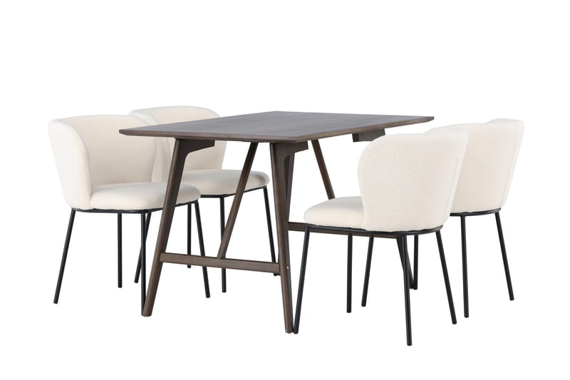Kaseidon Matgrupp 120 cm Rektangulär med 4 Edina Stolar - Mörkbrun - Products - Möbler - Bord & matgrupp - Matgrupp