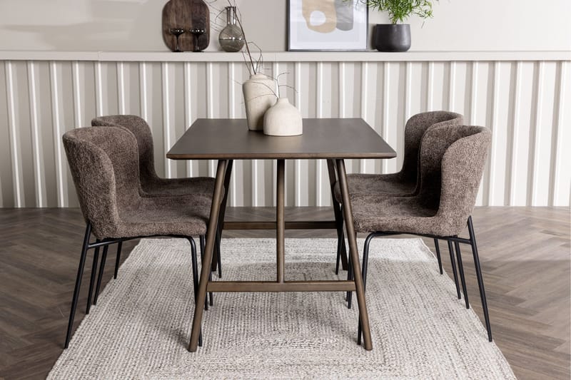 Kaseidon Matgrupp 120 cm Rektangulär med 4 Modesto stolar - Mörkbrun - Products - Möbler - Bord & matgrupp - Matgrupp