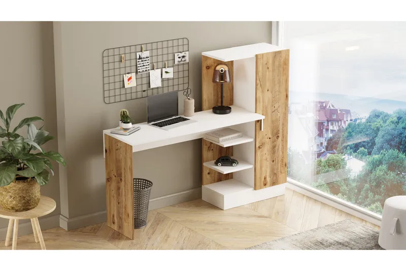 Dalran Skrivbord 152 cm - Natur/Vit - Products - Möbler - Bord & matgrupp - Kontorsbord - Datorbord