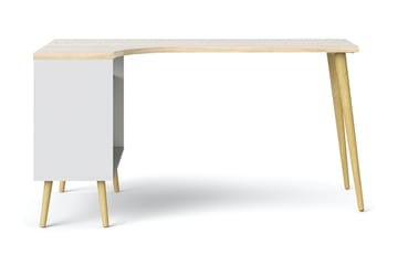 Delta Skrivbord 145 cm med Förvaring Lådor + Hyllor - Vit/Natur - Products - Möbler - Bord & matgrupp - Kontorsbord - Datorbord