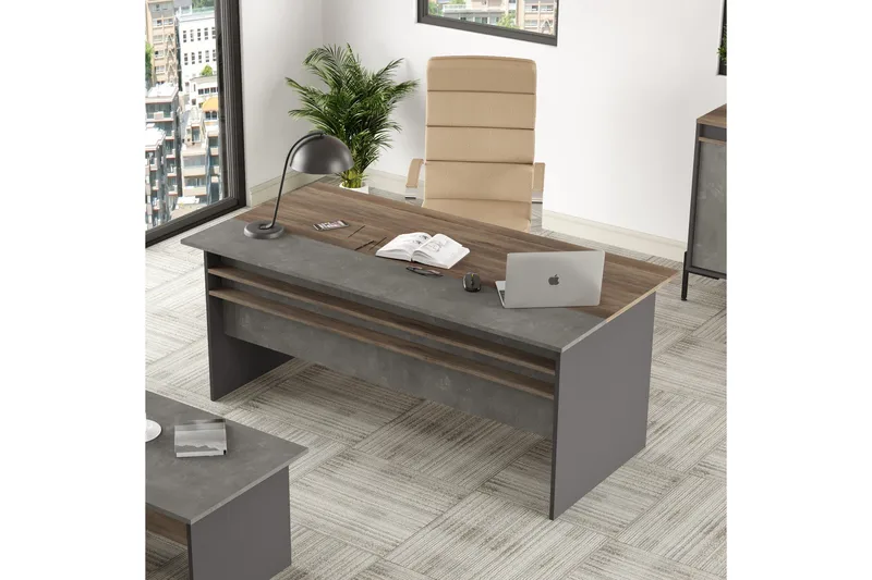 Desgrar Skrivbord 180 cm - Brun/Betonggrå/Antracit - Products - Möbler - Bord & matgrupp - Kontorsbord - Datorbord