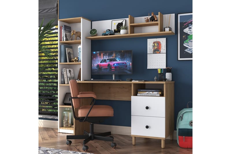Eireann Skrivbord 50x120 cm - Valnöt/Vit - Products - Möbler - Bord & matgrupp - Kontorsbord - Datorbord