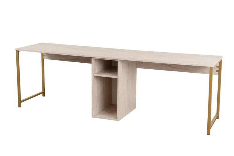 Hu Skrivbord 60x240 cm - Beige/Guld - Products - Möbler - Bord & matgrupp - Kontorsbord - Datorbord