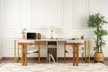 Hu Skrivbord 60x240 cm - Beige/Guld - Products - Möbler - Bord & matgrupp - Kontorsbord - Datorbord