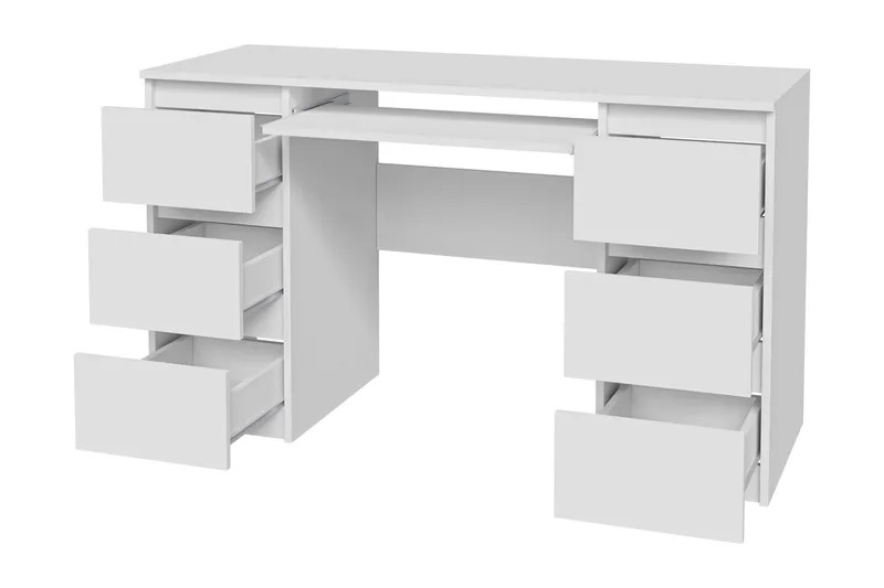 Kubana Skrivbord 130 cm med Förvaring Lådor, Grå/Vit