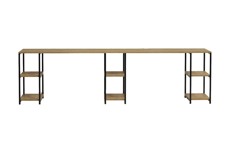 Orpierre Skrivbord 270 cm med Förvaring Hyllor, Natur/Svart