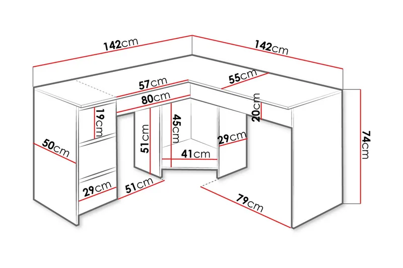 Fotyn Skrivbord 142 cm - Vit - Products - Möbler - Bord & matgrupp - Kontorsbord - Skrivbord - Hörnskrivbord