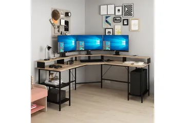 Naina Hörnskrivbord - Guld - Products - Möbler - Bord & matgrupp - Kontorsbord - Skrivbord - Hörnskrivbord