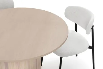 Kopparbo Matbord 106 cm med 4 Lucy Matstolar - White / Vit Bouclé / Metallben Svart - Products - Möbler - Bord & matgrupp - Matgrupp