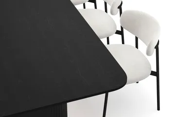 Kopparbo Matbord 200-260 cm Förlängningsbart med 8 Lucy Matstolar - Svart / Vit Bouclé / Metallben Svart - Products - Möbler - Bord & matgrupp - Matgrupp