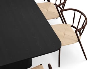 Kopparbo Matbord 200-260 cm Förlängningsbart med 8 Winston Matstolar - Svart / Beige / Metallben Rökt ek - Products - Möbler - Bord & matgrupp - Matgrupp