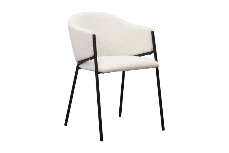 Kopparbo Matbord 200-260 cm Förlängningsbart med illäggsskiv med 6 Filip Matstolar - Vit / Vit Bouclé - Products - Möbler - Bord & matgrupp - Matgrupp