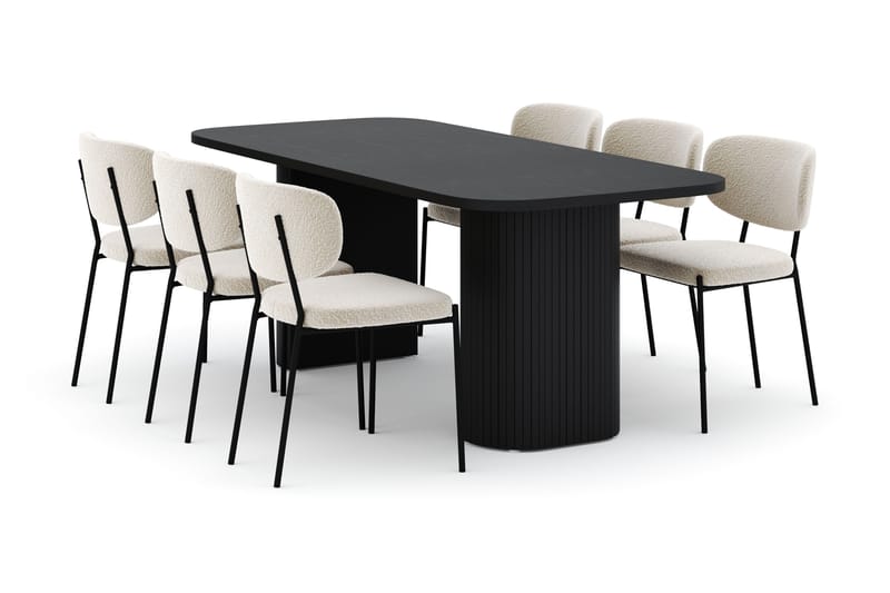 Kopparbo Matbord 200 cm med 6 Gemmiano Stolar, Svart