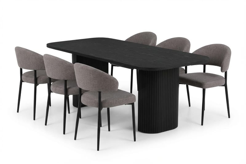 Kopparbo Matbord 200 cm med 6 Sawako Greige Stolar - Products - Möbler - Bord & matgrupp - Matgrupp