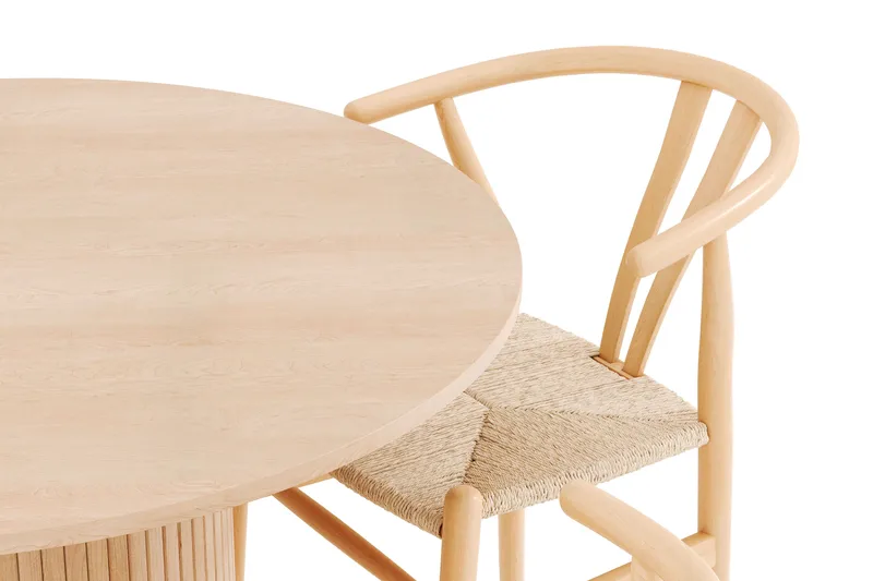 Kopparbo Matgrupp 106 cm Rund Förlängningsbart med 4 Dastoori Matstolar - Whitewash - Products - Möbler - Bord & matgrupp - Matgrupp