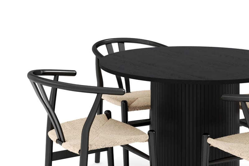 Kopparbo Matgrupp 106 cm Rund med 4 Dastoori Matstol - 2220067-4,2229318-1 - Svart - Products - Möbler - Bord & matgrupp - Matgrupp