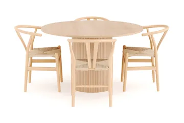 Kopparbo Matgrupp 130 cm Rund med 4 Dastoori Matstolar - Beige - Products - Möbler - Bord & matgrupp - Matgrupp