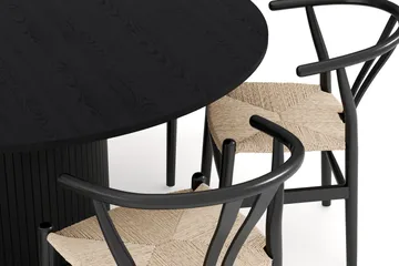 Kopparbo Matgrupp 150 cm Rund med 6 Dastoori Matstolar - Svart - Products - Möbler - Bord & matgrupp - Matgrupp