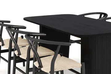 Kopparbo Matgrupp 160 cm med 6 Dastoori Matstolar - Svart - Products - Möbler - Bord & matgrupp - Matgrupp
