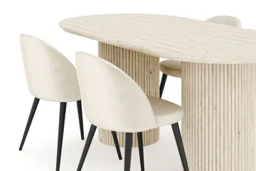 Kopparbo Matgrupp 180 cm Oval med 4 Valeri Sammetsstolar - Travetin - Products - Möbler - Bord & matgrupp - Matgrupp