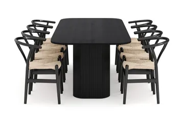 Kopparbo Matgrupp 240 cm med 8 Dastoori Matstol - 2220067-8,2229313-1 - Svart - Products - Möbler - Bord & matgrupp - Matgrupp