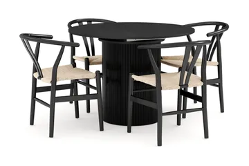 Kopparbo Matgrupp förlängningsbart 106-156 cm Rund med 4 Dastoori Matstol - 2220067-4,2229314-1 - Svart - Products - Möbler - Bord & matgrupp - Matgrupp