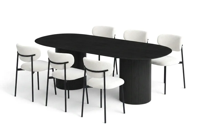 Kopparbo Matgrupp oval 220 cm Svart med 8 Lucy Matstolar - Svart - Products - Möbler - Bord & matgrupp - Matgrupp