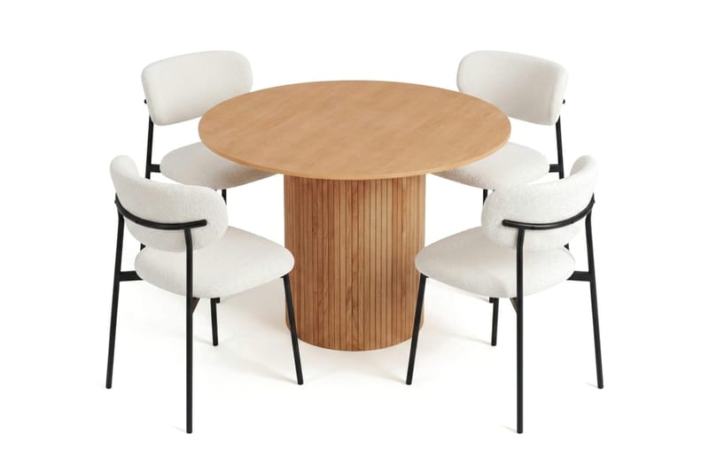 Kopparbo Matgrupp runt 110 cm Ek med 4 Lucy Matstolar - Ek - Products - Möbler - Bord & matgrupp - Matgrupp