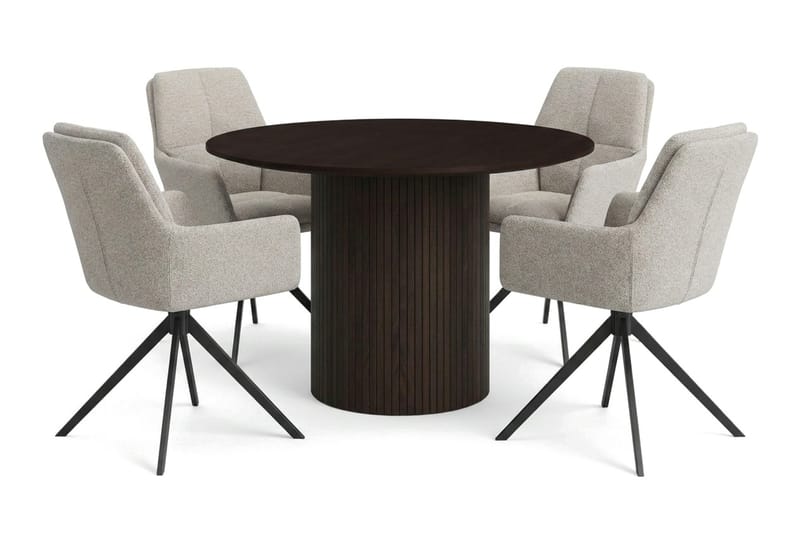 Kopparbo Matgrupp runt 110 cm Rökt Ek med 4 Torsby Matstolar - Rökt ek - Products - Möbler - Bord & matgrupp - Matgrupp