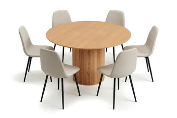 Beige/Metallben Svart - Rökt ek