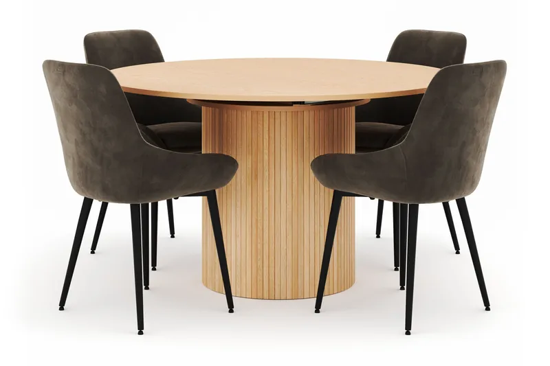 Kopparbo Rund Matgrupp 130-150 cm 4 Alsarp Matstolar - Natural - Products - Möbler - Bord & matgrupp - Matgrupp