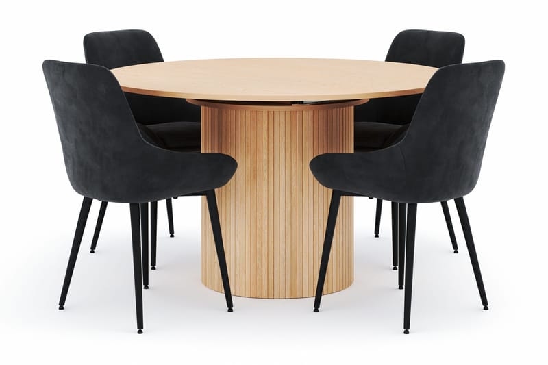 Kopparbo Rund Matgrupp 130-150 cm 4 Alsarp Matstolar, Natural