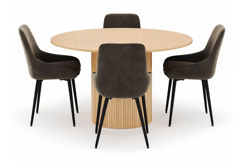 Kopparbo Rund Matgrupp 130-150 cm 4 Alsarp Matstolar - Natural - Products - Möbler - Bord & matgrupp - Matgrupp