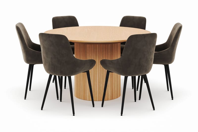 Kopparbo Rund Matgrupp 130-150 cm 6 Alsarp Matstolar - Natural - Products - Möbler - Bord & matgrupp - Matgrupp