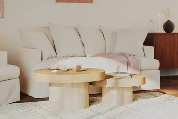 Kopparbo Soffbord 75 cm Runt Vitlaserad Ek - Ljust vitlaserat ekträ - Products - Möbler - Bord & matgrupp - Soffbord