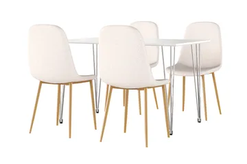 Kronblom Matbord 120 cm +  4 st Nibe stol beige med ek ben - Vit/Beige - Products - Möbler - Bord & matgrupp - Matgrupp