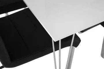 Kronblom Matgrupp 120 cm med 4 Cibus Stol - Vit/Krom/Svart PU - Products - Möbler - Bord & matgrupp - Matgrupp