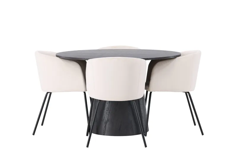 Lanzo Matgrupp 120 cm Rund med 4 Berit stolar, Beige