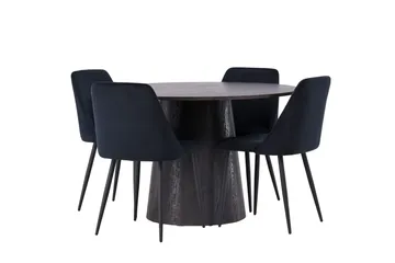 Lanzo Matgrupp 120 cm Rund med 4 Night stolar - Svart - Products - Möbler - Bord & matgrupp - Matgrupp
