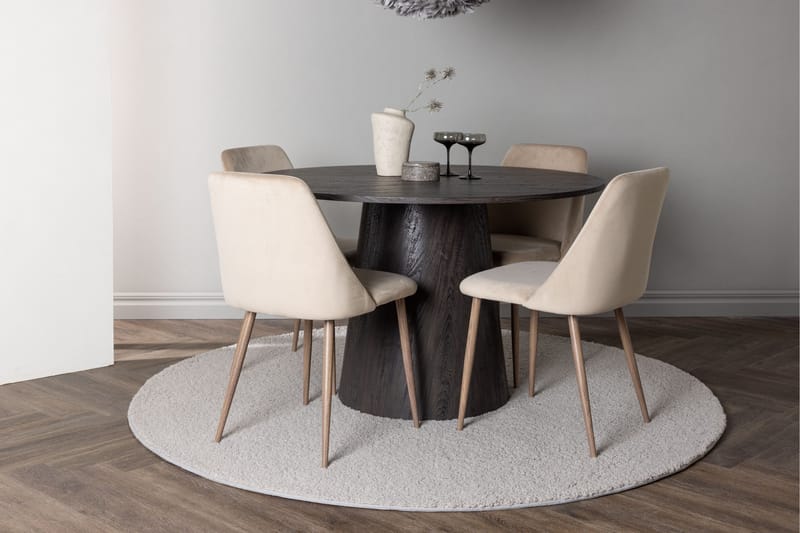 Lanzo Matgrupp 120 cm Rund med 4 Night Stolar - Svart - Products - Möbler - Bord & matgrupp - Matgrupp