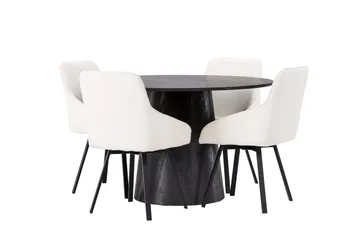 Lanzo Matgrupp 120 cm Rund med 4 Rosie stolar - Beige - Products - Möbler - Bord & matgrupp - Matgrupp